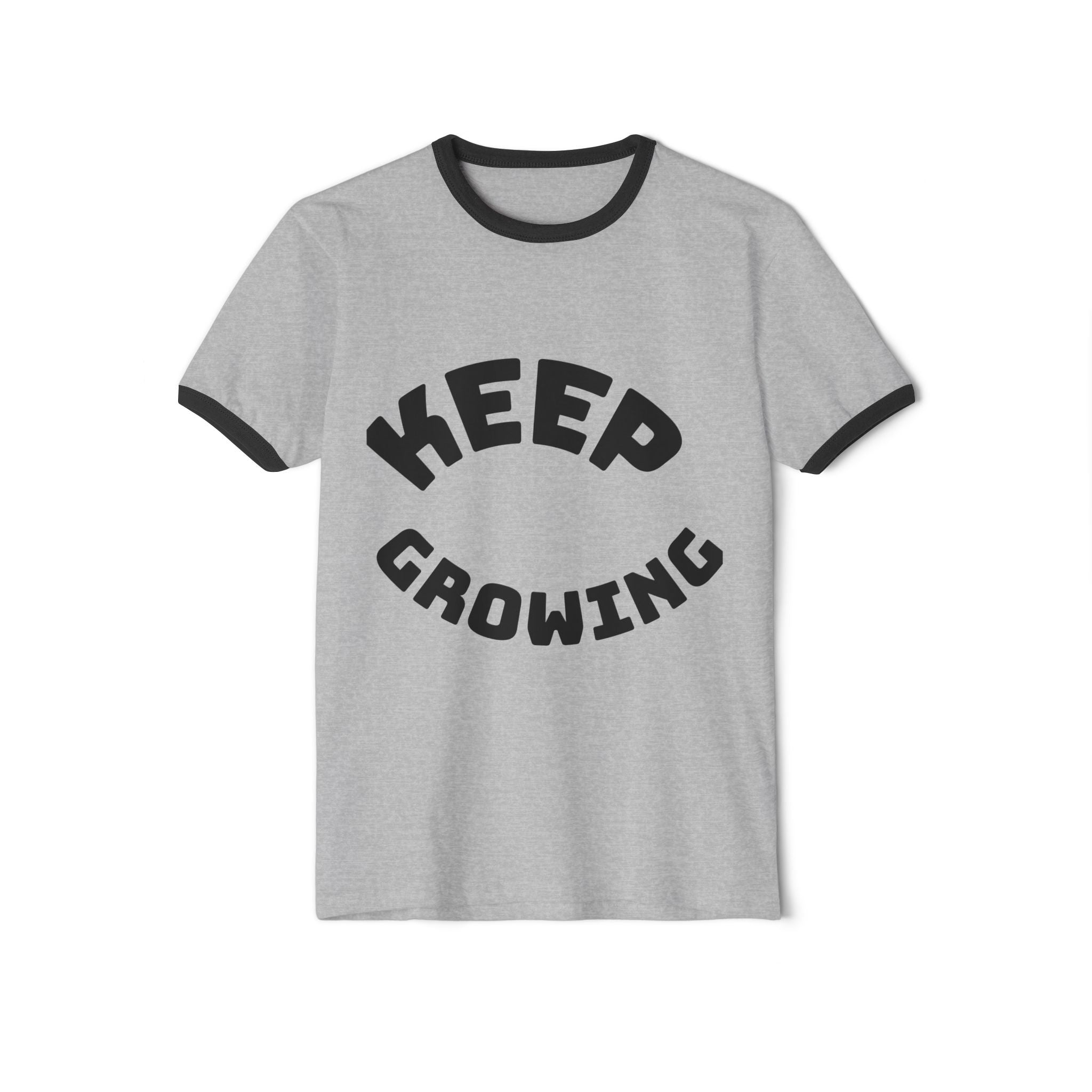 Keep Growing Unisex Cotton Ringer T-Shirt, Motivational Tee, Casual Wear, Gift for Nature Lovers, Inspirational Apparel